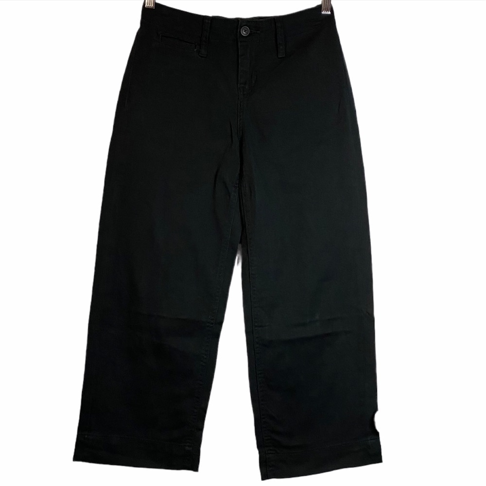 A New Day High Rise Cropped Wide Leg Black Stretch Pocket Pants 0